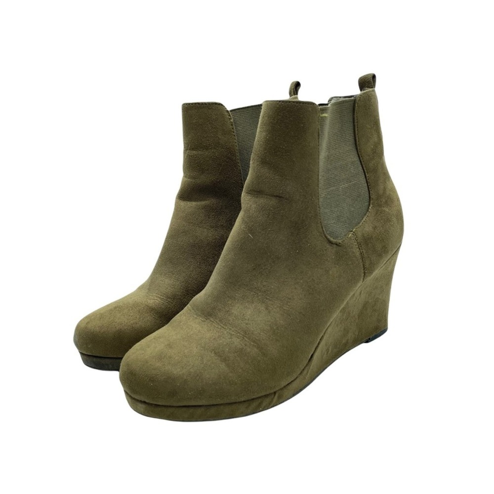 Dolcetta‎ Tracy wedge heel ankle boots booties Size 8 Olive Green